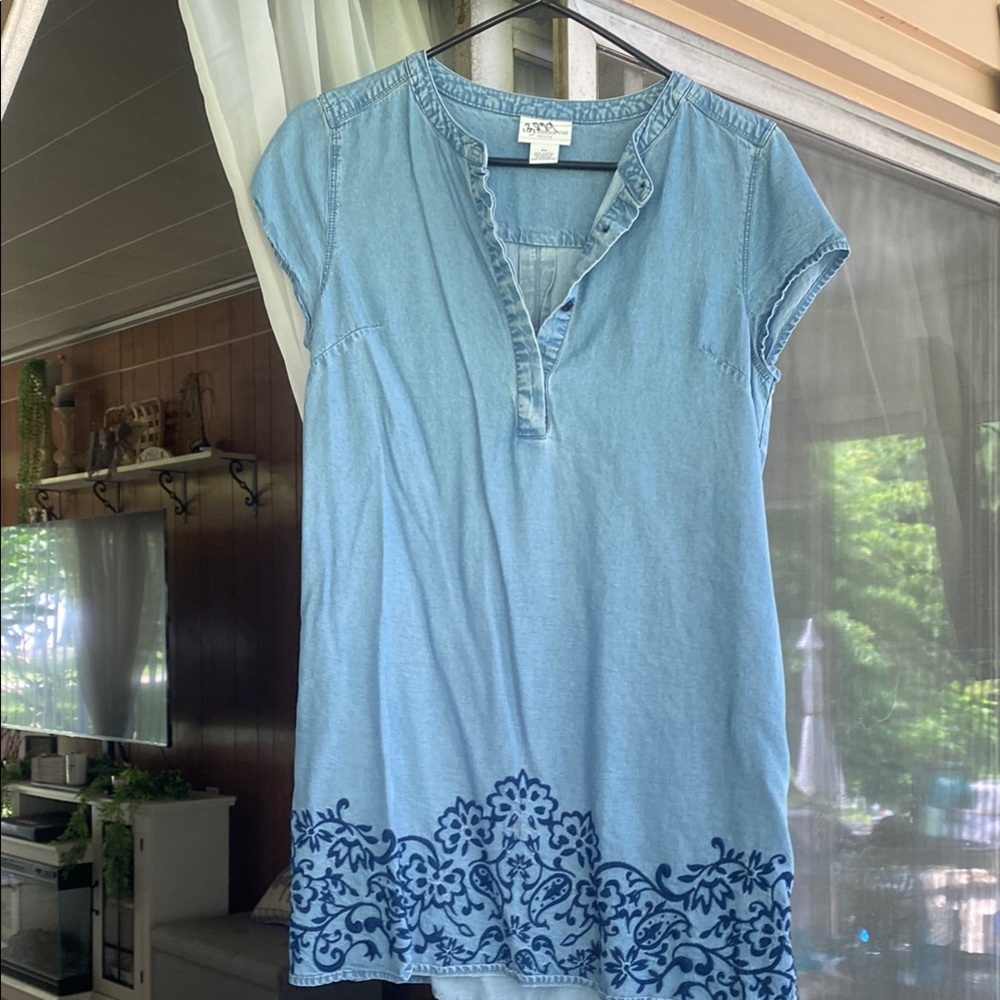 Sonoma Blue Ruffled Cap Sleeve Polo Blouse